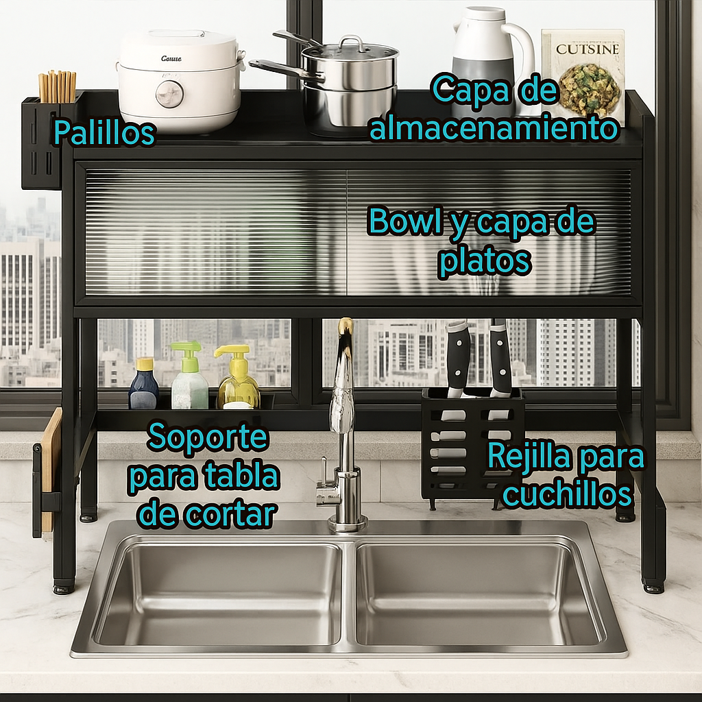 Estante de Cocina 2 en 1 | Escurridor 2 Niveles